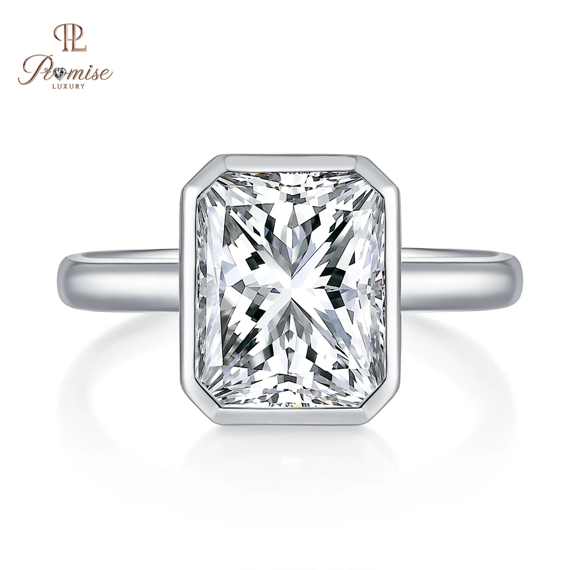 Minimalist Radiant Cut Diamond Ring – Modern Bezel Solitaire Ring