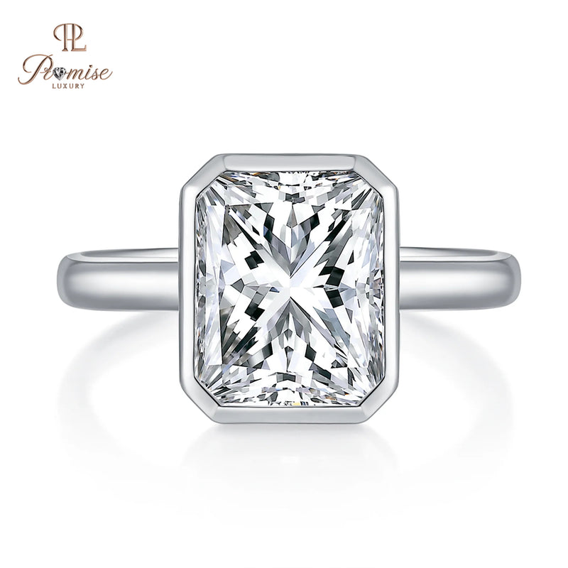 Minimalist Radiant Cut Diamond Ring – Modern Bezel Solitaire Ring