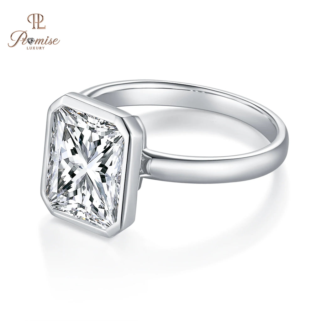 Minimalist Radiant Cut Diamond Ring – Modern Bezel Solitaire Ring