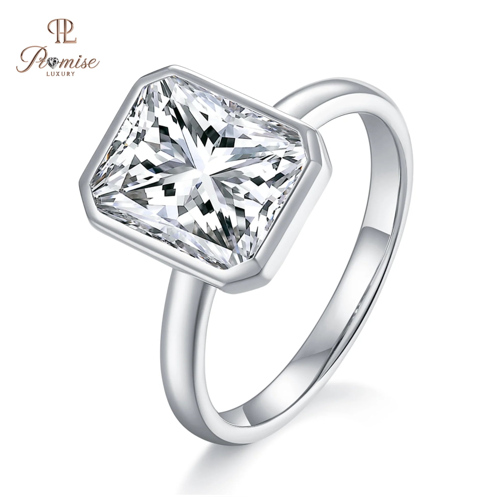 Minimalist Radiant Cut Diamond Ring – Modern Bezel Solitaire Ring