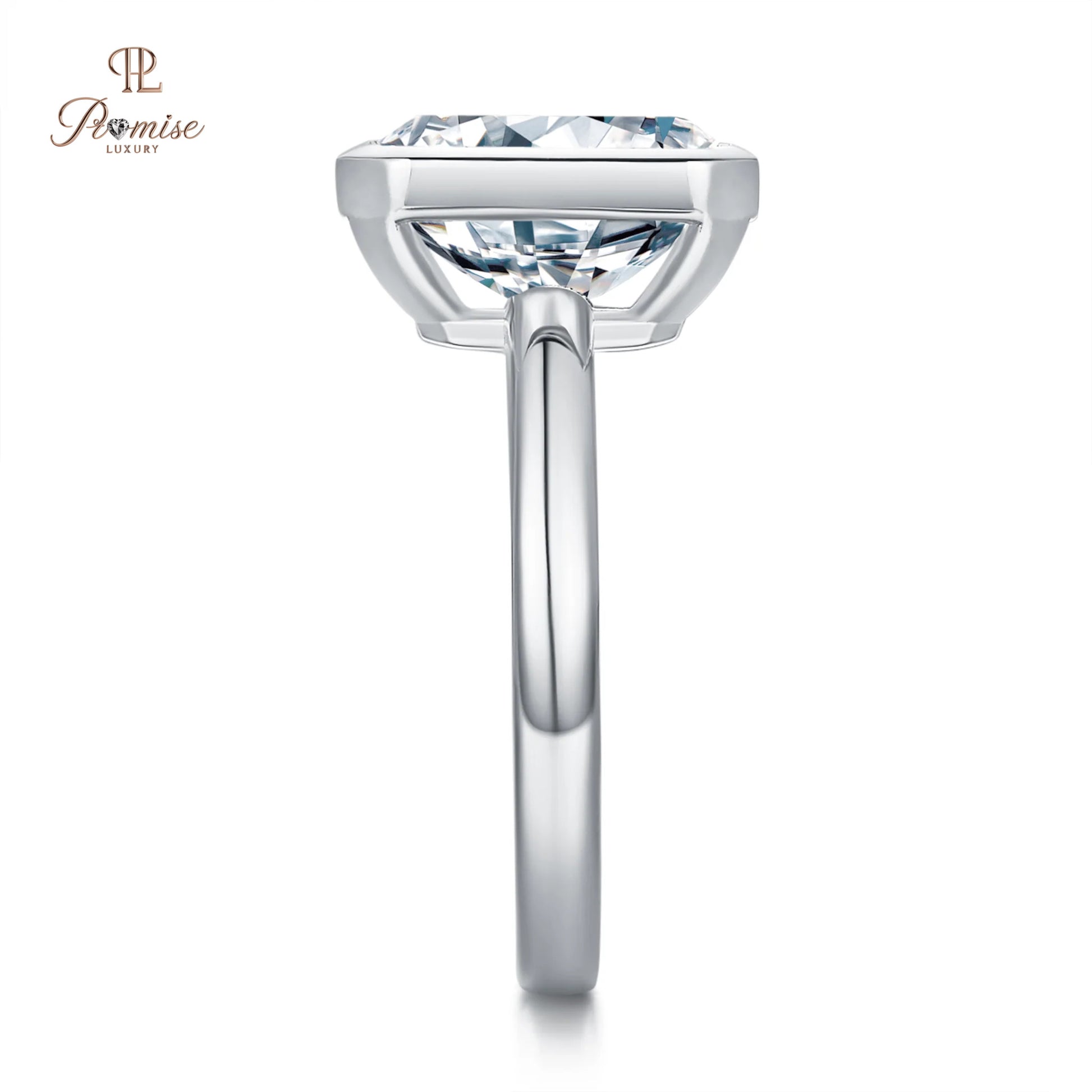 Minimalist Radiant Cut Diamond Ring – Modern Bezel Solitaire Ring