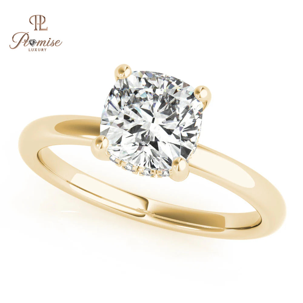 Forever Love Cushion Cut Diamond Ring with Hidden Halo