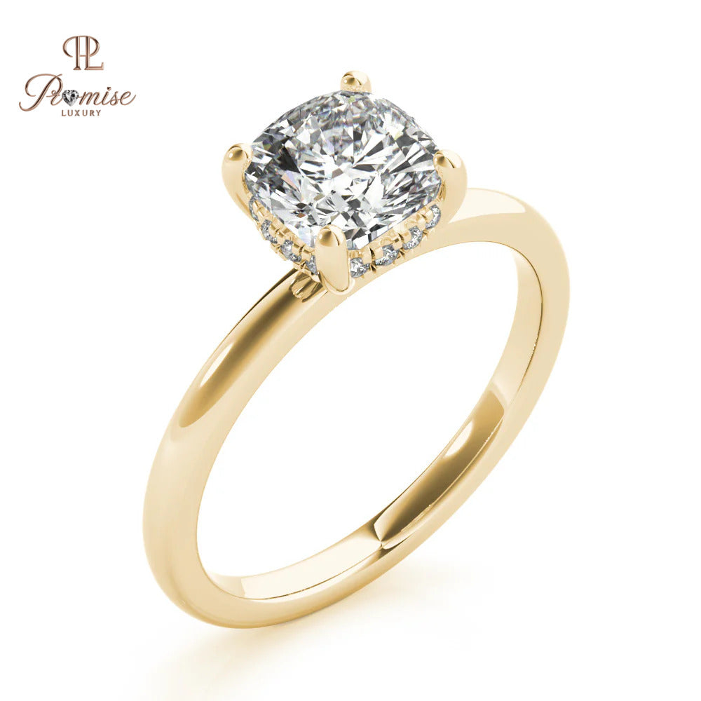 Forever Love Cushion Cut Diamond Ring with Hidden Halo