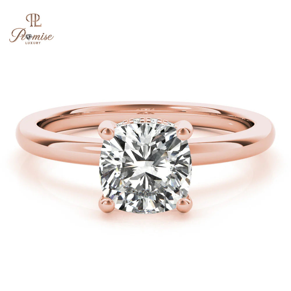 Forever Love Cushion Cut Diamond Ring with Hidden Halo