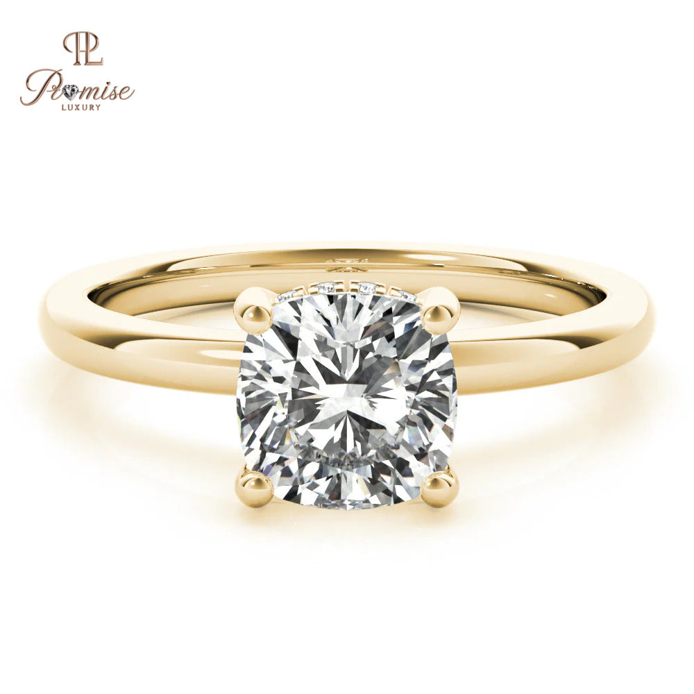 Forever Love Cushion Cut Diamond Ring with Hidden Halo