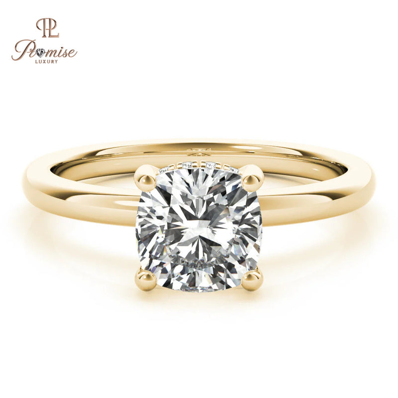Forever Love Cushion Cut Diamond Ring with Hidden Halo