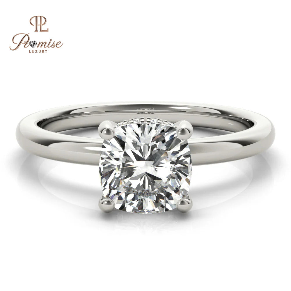 Forever Love Cushion Cut Diamond Ring with Hidden Halo