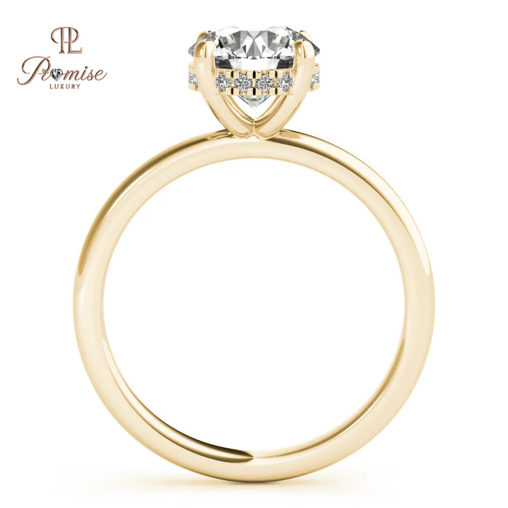 Elegant Hidden Halo Solitaire Round Diamond Ring – Unique Engagement Ring
