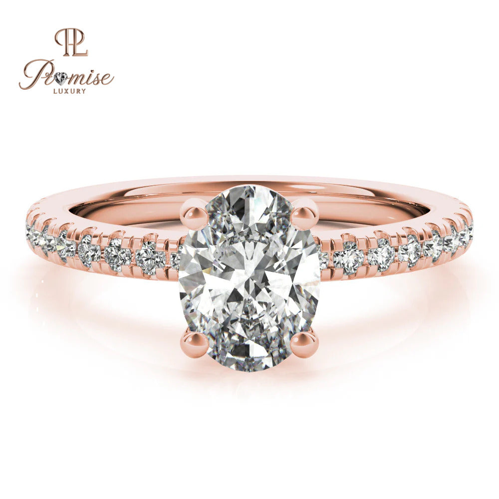 Oval Cut Diamond Engagement Ring with Side Stones