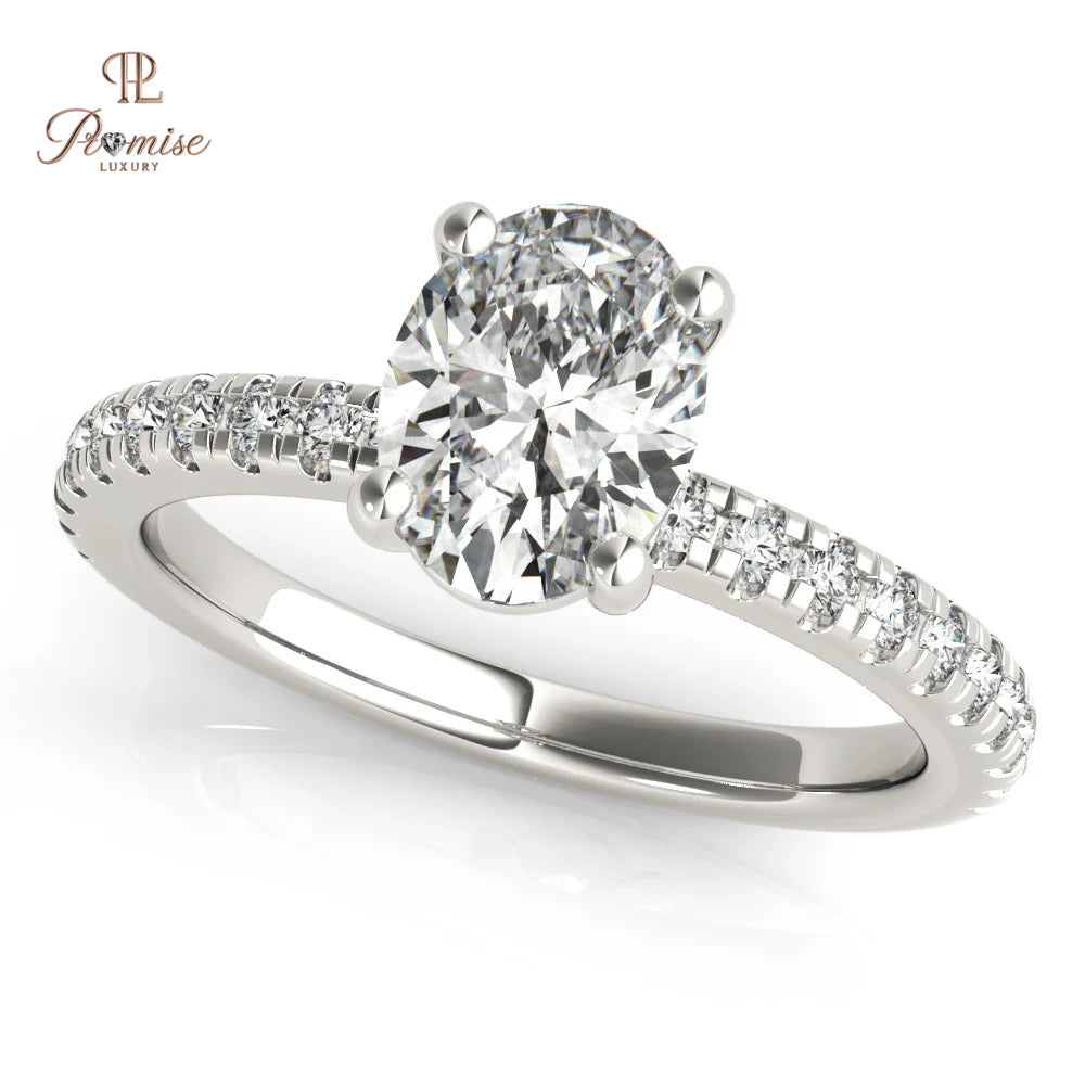 Oval Cut Diamond Engagement Ring with Side Stones