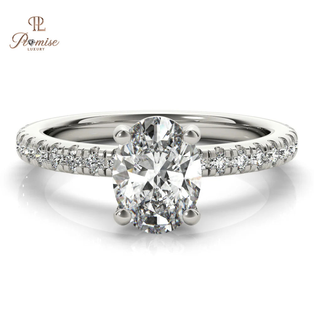 Oval Cut Diamond Engagement Ring with Side Stones