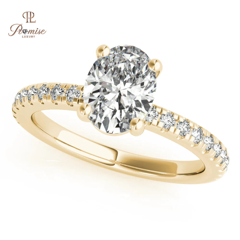 Oval Cut Diamond Engagement Ring with Side Stones