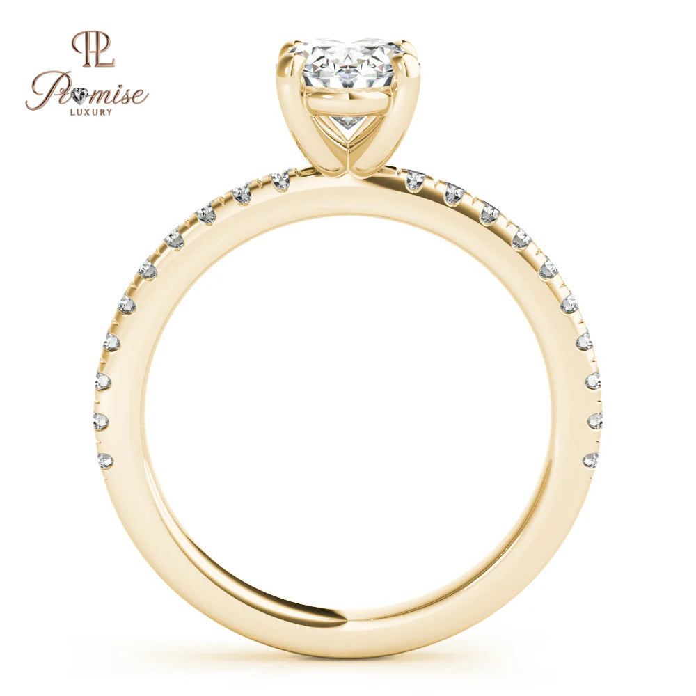Oval Cut Diamond Engagement Ring with Side Stones