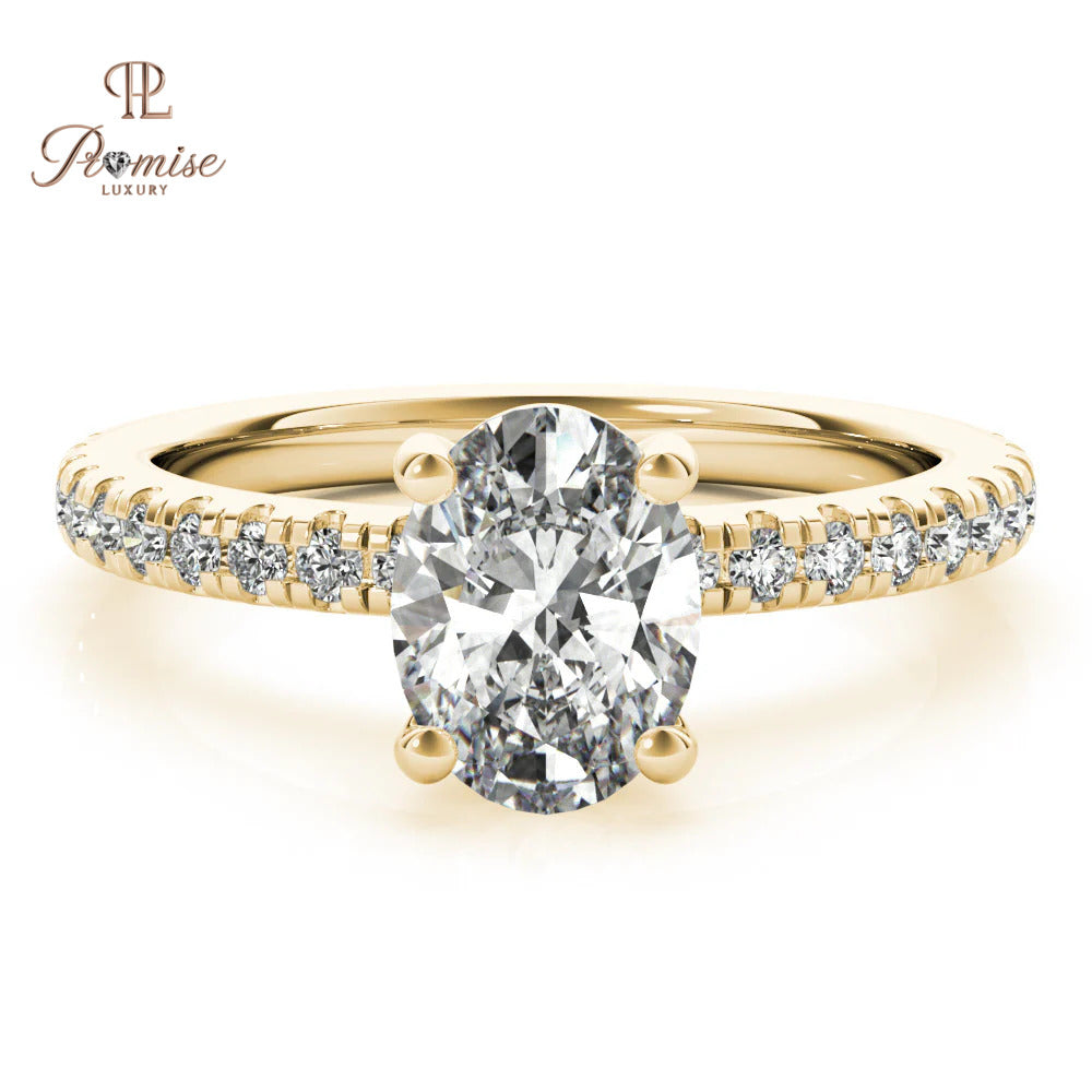 Oval Cut Diamond Engagement Ring with Side Stones
