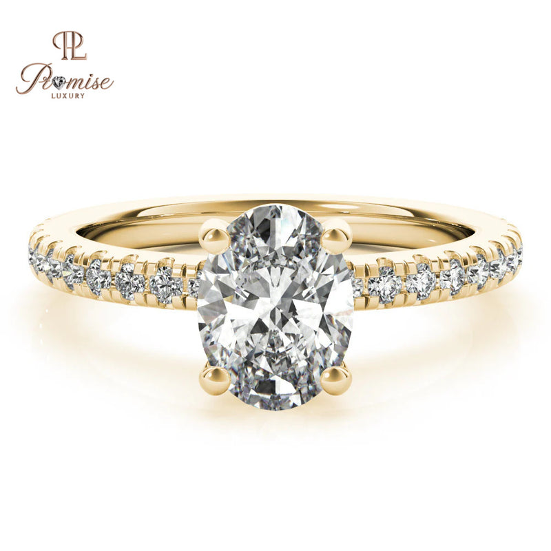 Oval Cut Diamond Engagement Ring with Side Stones