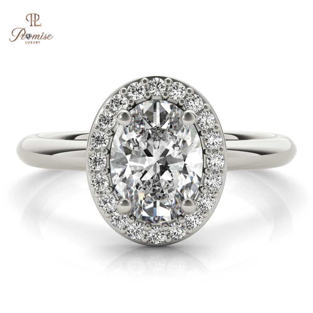 Halo Oval Diamond Engagement Ring – Luxury Engagement Ring for Women