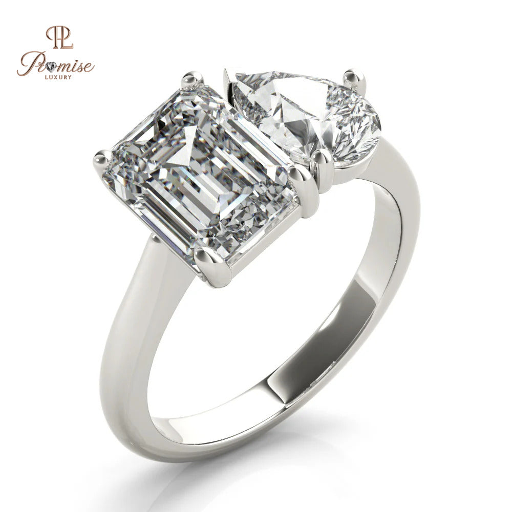 Toi et Moi Diamond Engagement Ring - Two Stone Romantic Wedding Ring For Her