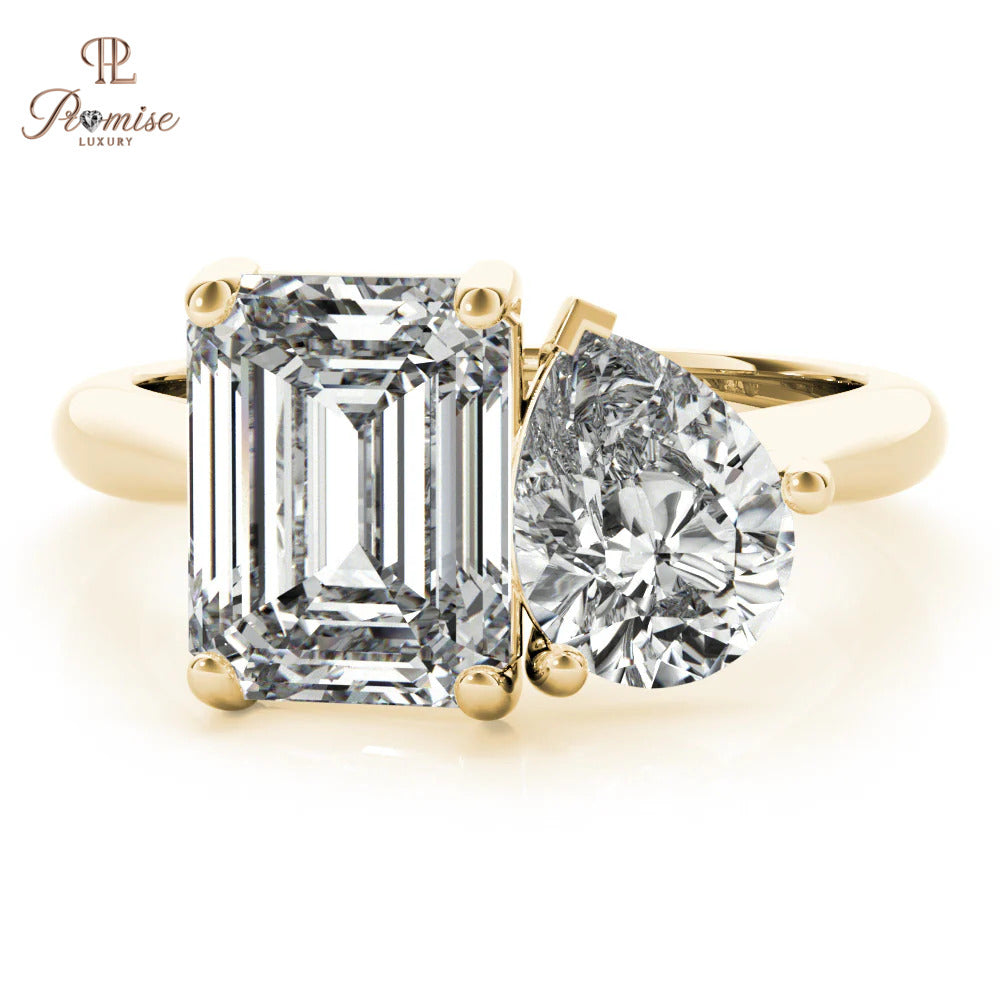 Toi et Moi Diamond Engagement Ring - Two Stone Romantic Wedding Ring For Her