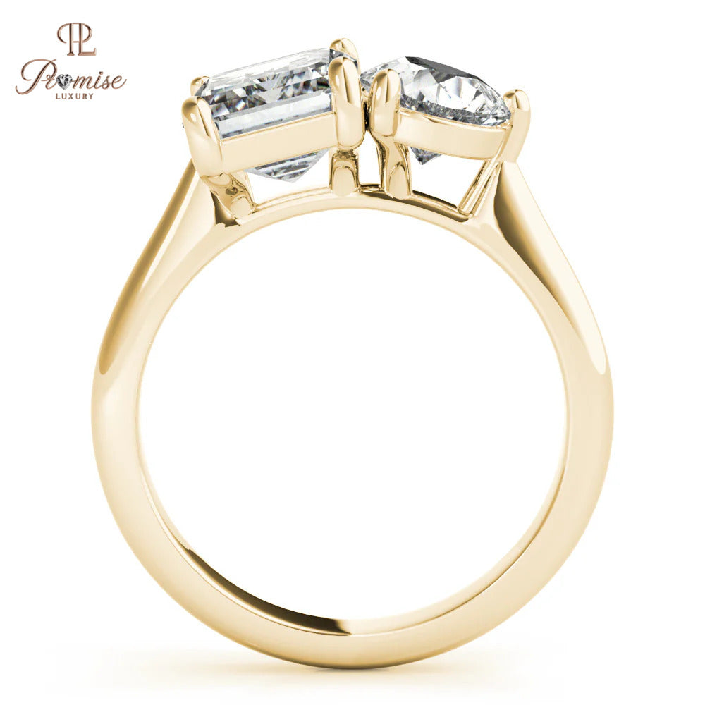 Toi et Moi Diamond Engagement Ring - Two Stone Romantic Wedding Ring For Her