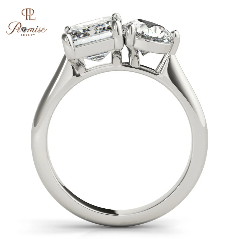 Toi et Moi Diamond Engagement Ring - Two Stone Romantic Wedding Ring For Her