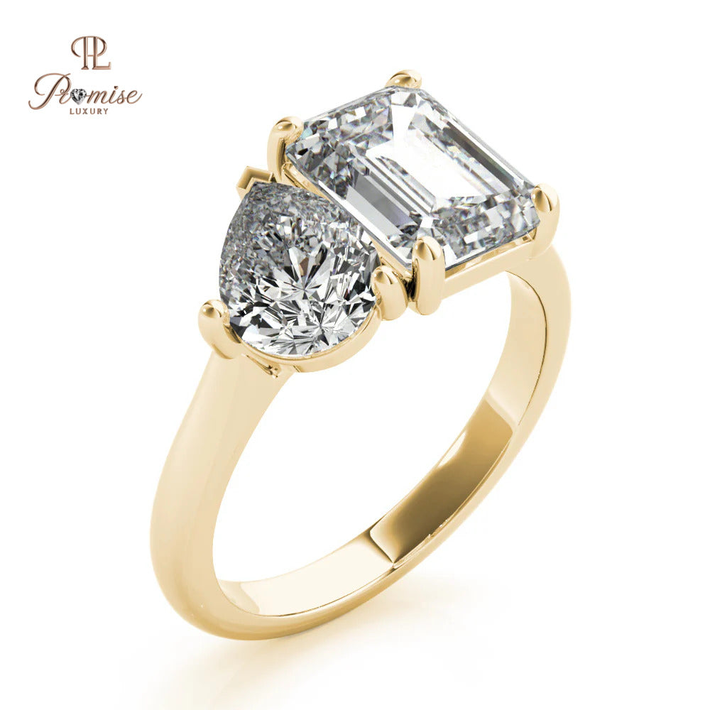 Toi et Moi Diamond Ring Emerald & Pear Cut – Art Deco Engagement Ring