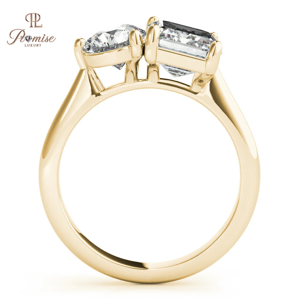 Toi et Moi Diamond Ring Emerald & Pear Cut – Art Deco Engagement Ring