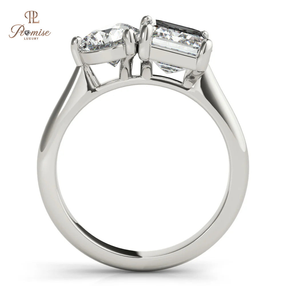 Toi et Moi Diamond Ring Emerald & Pear Cut – Art Deco Engagement Ring