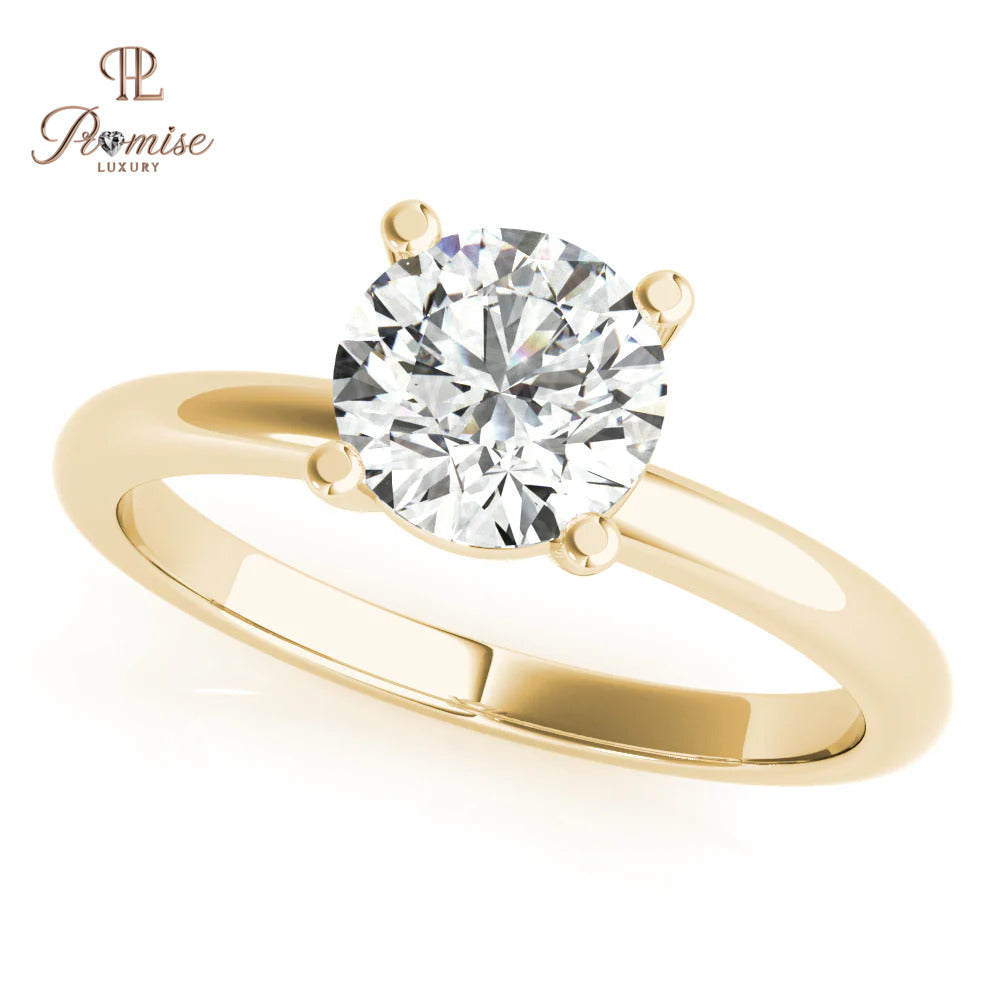 Classic Solitaire Round Diamond Engagement Ring - Gold Bridal Ring Gold