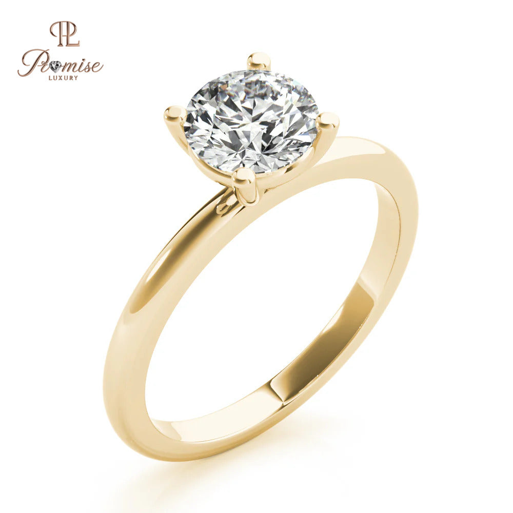 Classic Solitaire Round Diamond Engagement Ring - Gold Bridal Ring Gold