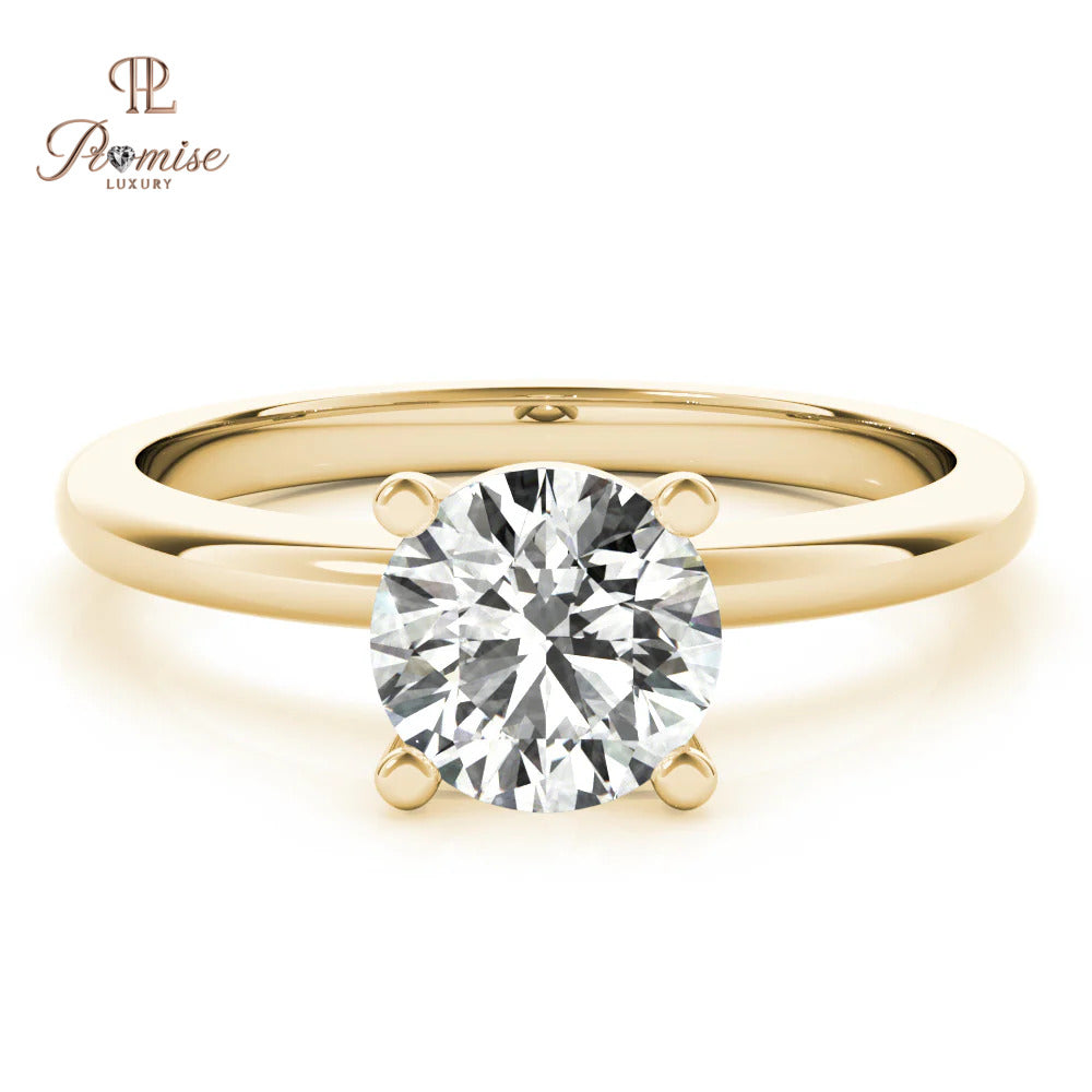Classic Solitaire Round Diamond Engagement Ring - Gold Bridal Ring Gold
