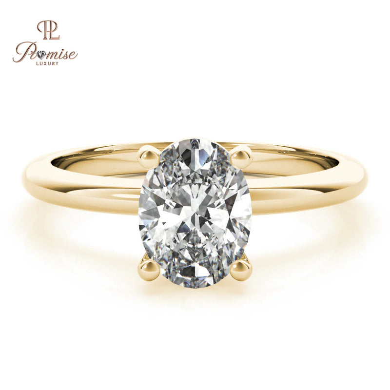 Classic Oval cut lab grown Diamond Solitaire Engagement Ring, Minimalist 18k Gold Wedding Ring, Gift for her