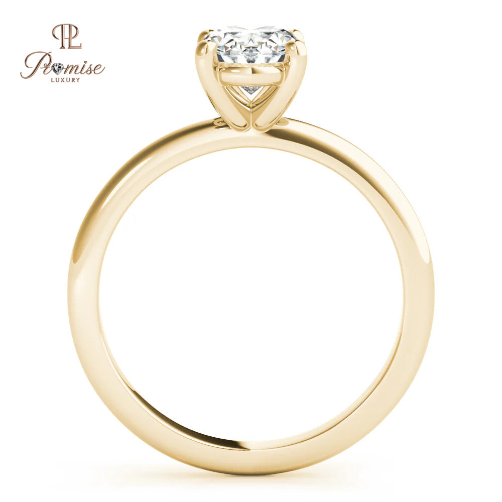 Classic Oval cut lab grown Diamond Solitaire Engagement Ring, Minimalist 18k Gold Wedding Ring, Gift for her