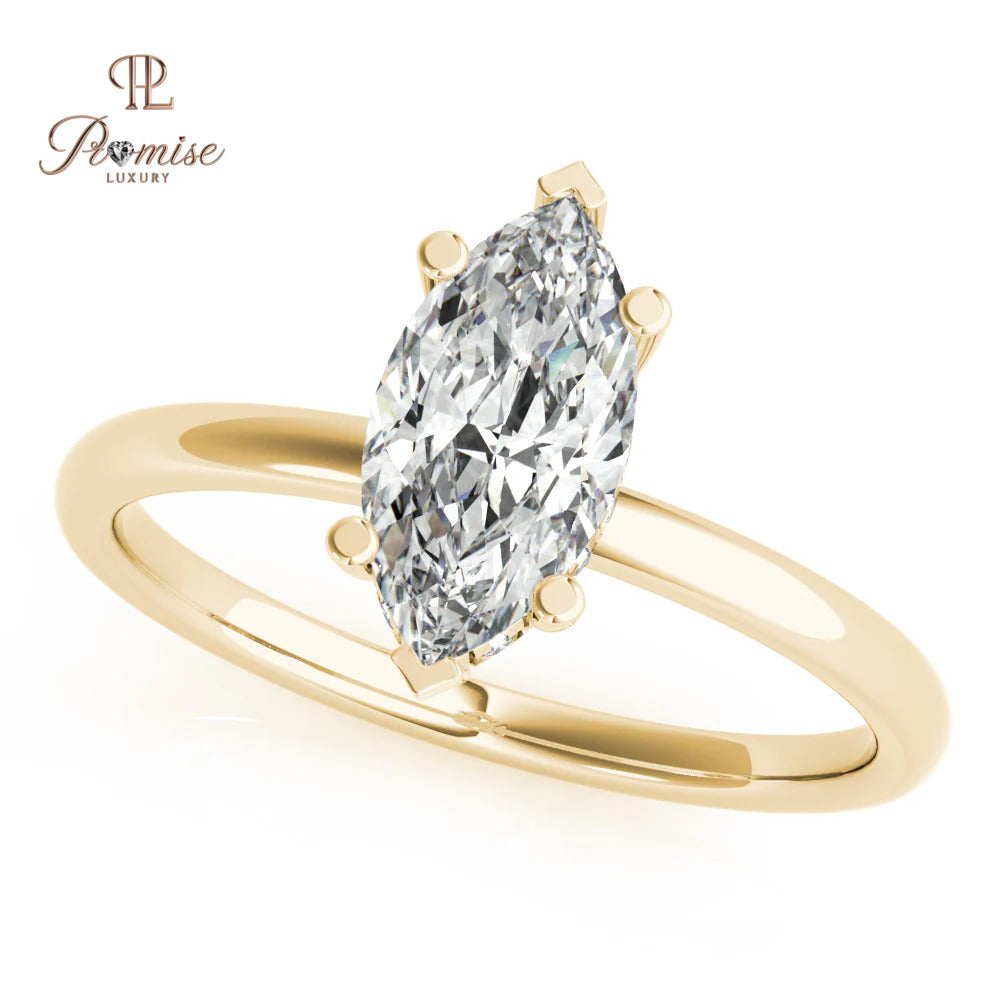 Marquise Shape hidden halo Diamond Engagement Ring - Vintage Style Bridal Ring