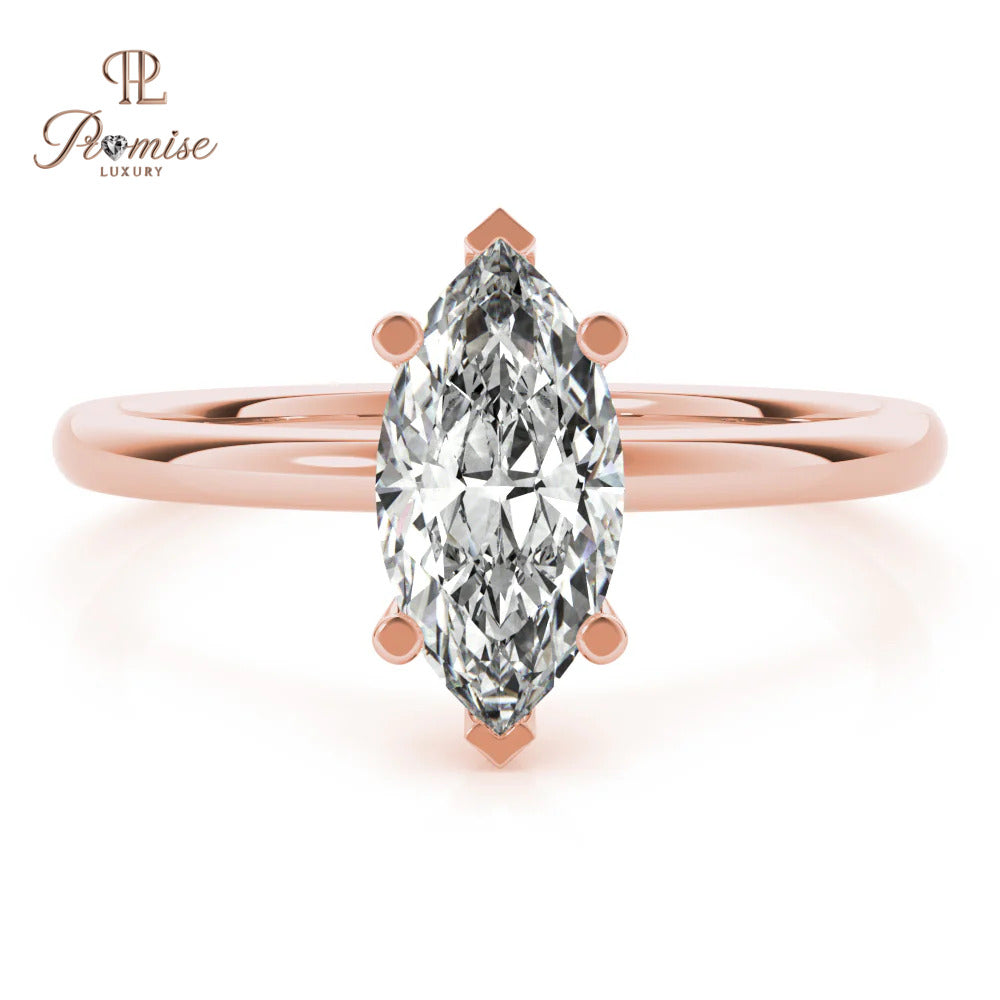 Marquise Shape hidden halo Diamond Engagement Ring - Vintage Style Bridal Ring