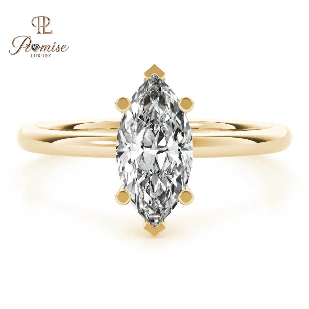Marquise Shape hidden halo Diamond Engagement Ring - Vintage Style Bridal Ring