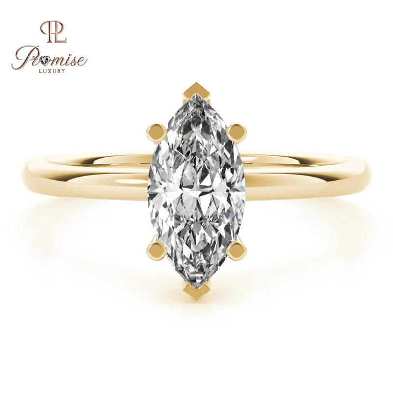 Marquise Shape hidden halo Diamond Engagement Ring - Vintage Style Bridal Ring