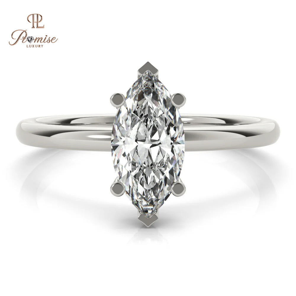 Marquise Shape hidden halo Diamond Engagement Ring - Vintage Style Bridal Ring