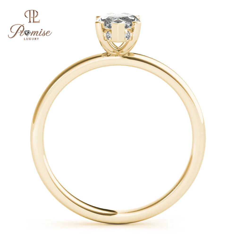 Marquise Shape hidden halo Diamond Engagement Ring - Vintage Style Bridal Ring