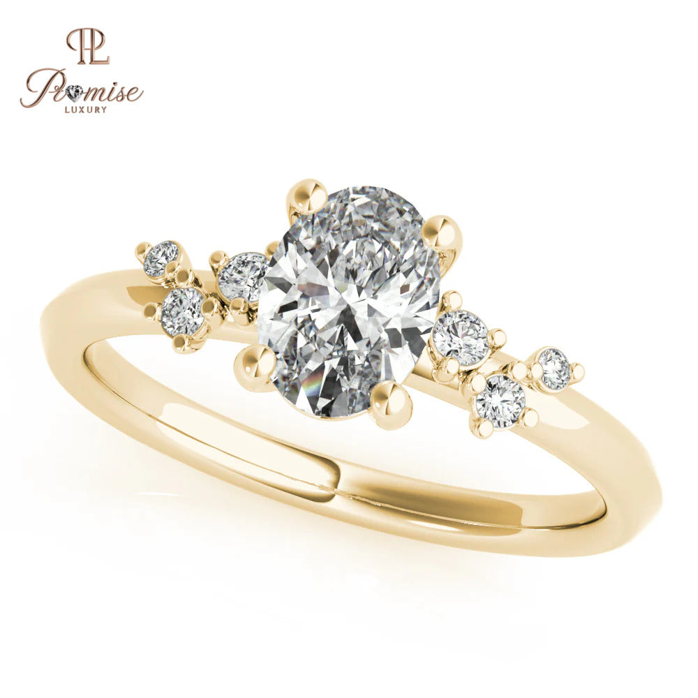 Petite Oval Diamond Engagement Ring – Ivy Inspired Delicate Ring