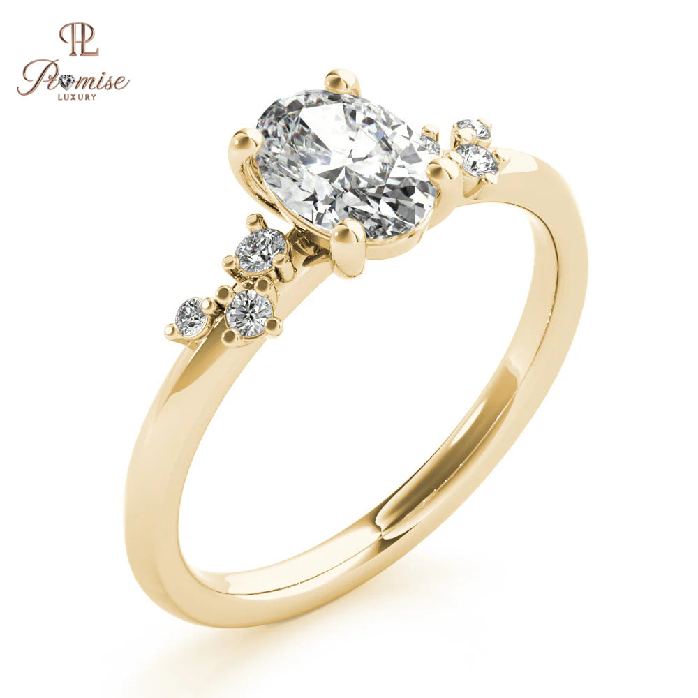 Petite Oval Diamond Engagement Ring – Ivy Inspired Delicate Ring