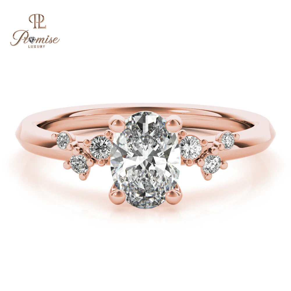 Petite Oval Diamond Engagement Ring – Ivy Inspired Delicate Ring