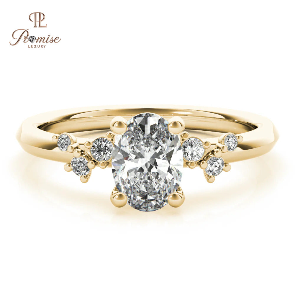 Petite Oval Diamond Engagement Ring – Ivy Inspired Delicate Ring