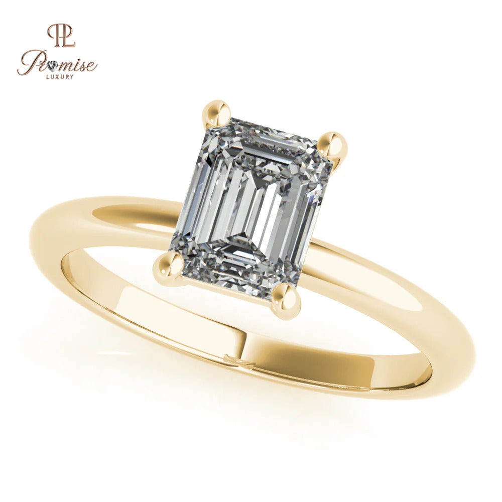 Vintage Emerald Cut Diamond Engagement Ring in Gold