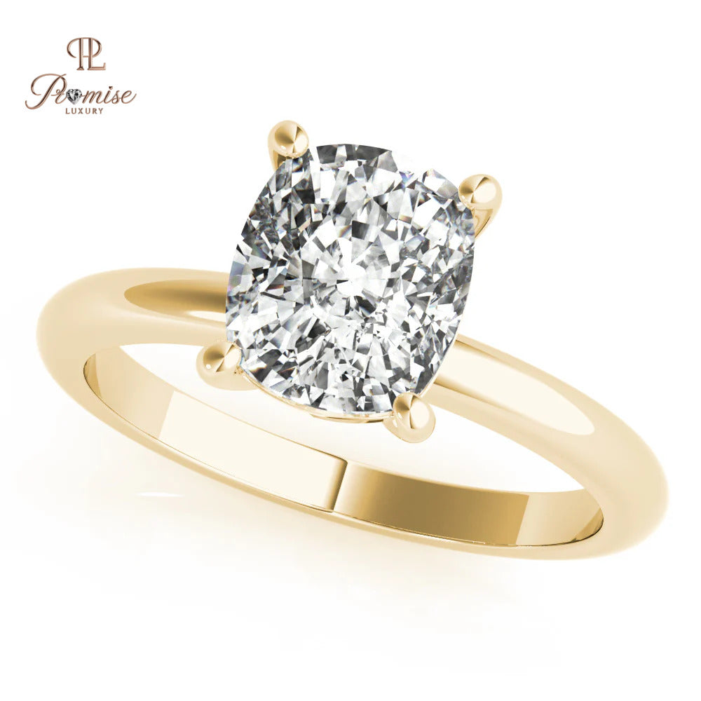 Cushion Cut Solitaire Lab Diamond Ring – Minimalist Engagement & Proposal Ring
