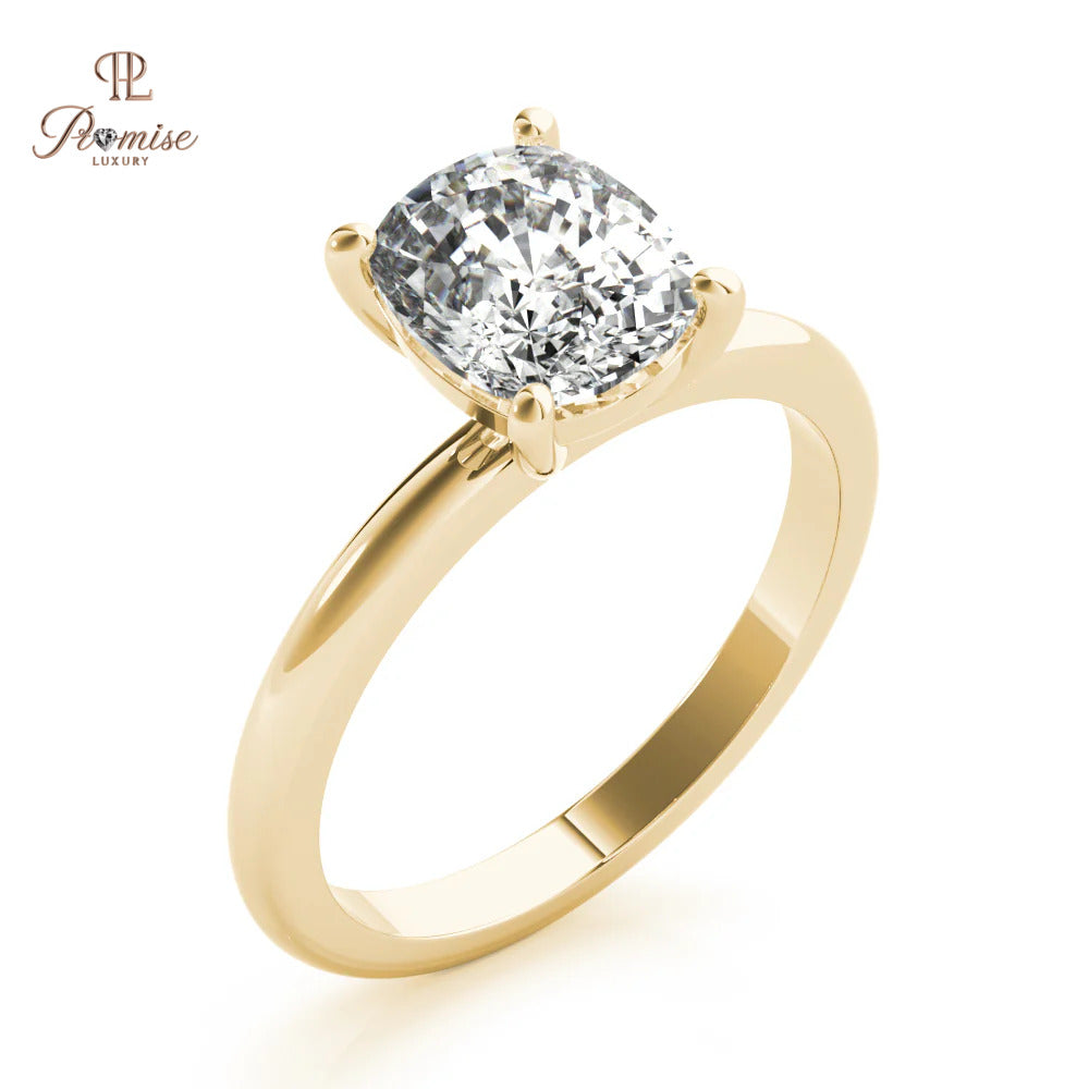 Cushion Cut Solitaire Lab Diamond Ring – Minimalist Engagement & Proposal Ring