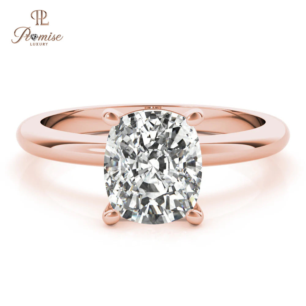 Cushion Cut Solitaire Lab Diamond Ring – Minimalist Engagement & Proposal Ring