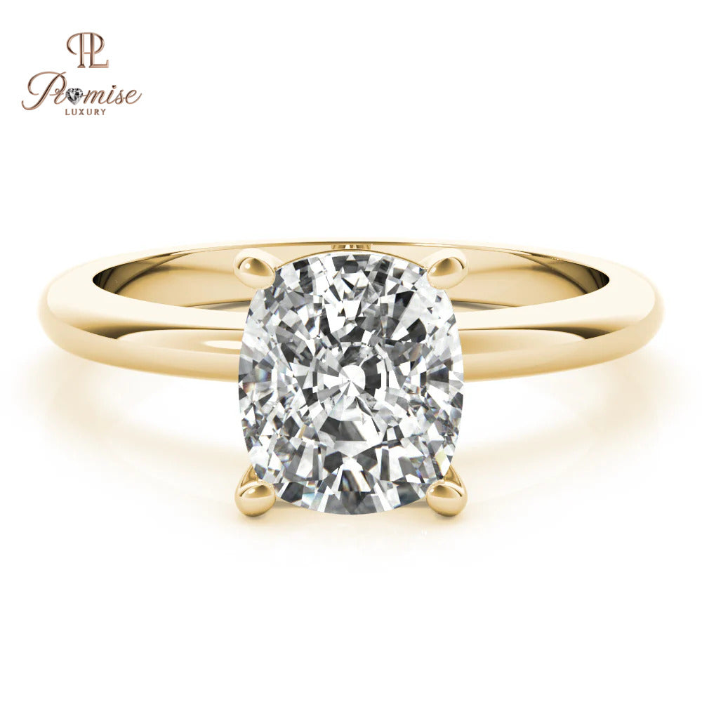 Cushion Cut Solitaire Lab Diamond Ring – Minimalist Engagement & Proposal Ring