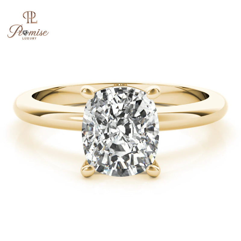 Cushion Cut Solitaire Lab Diamond Ring – Minimalist Engagement & Proposal Ring