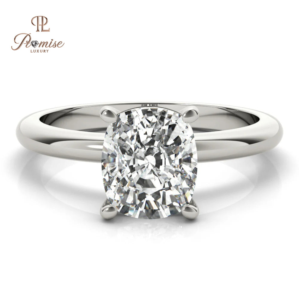 Cushion Cut Solitaire Lab Diamond Ring – Minimalist Engagement & Proposal Ring
