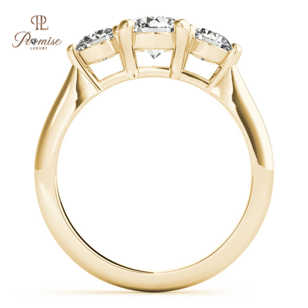 3 Stone Round cut Lab Grown Diamond Engagement Ring - Classic Triology Ring